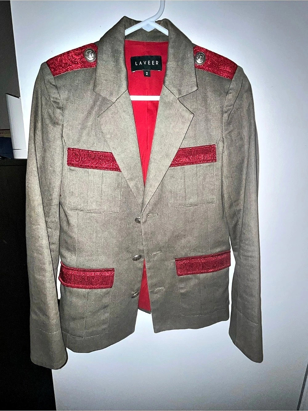 Laveer Olive & Red Blazer Size 2